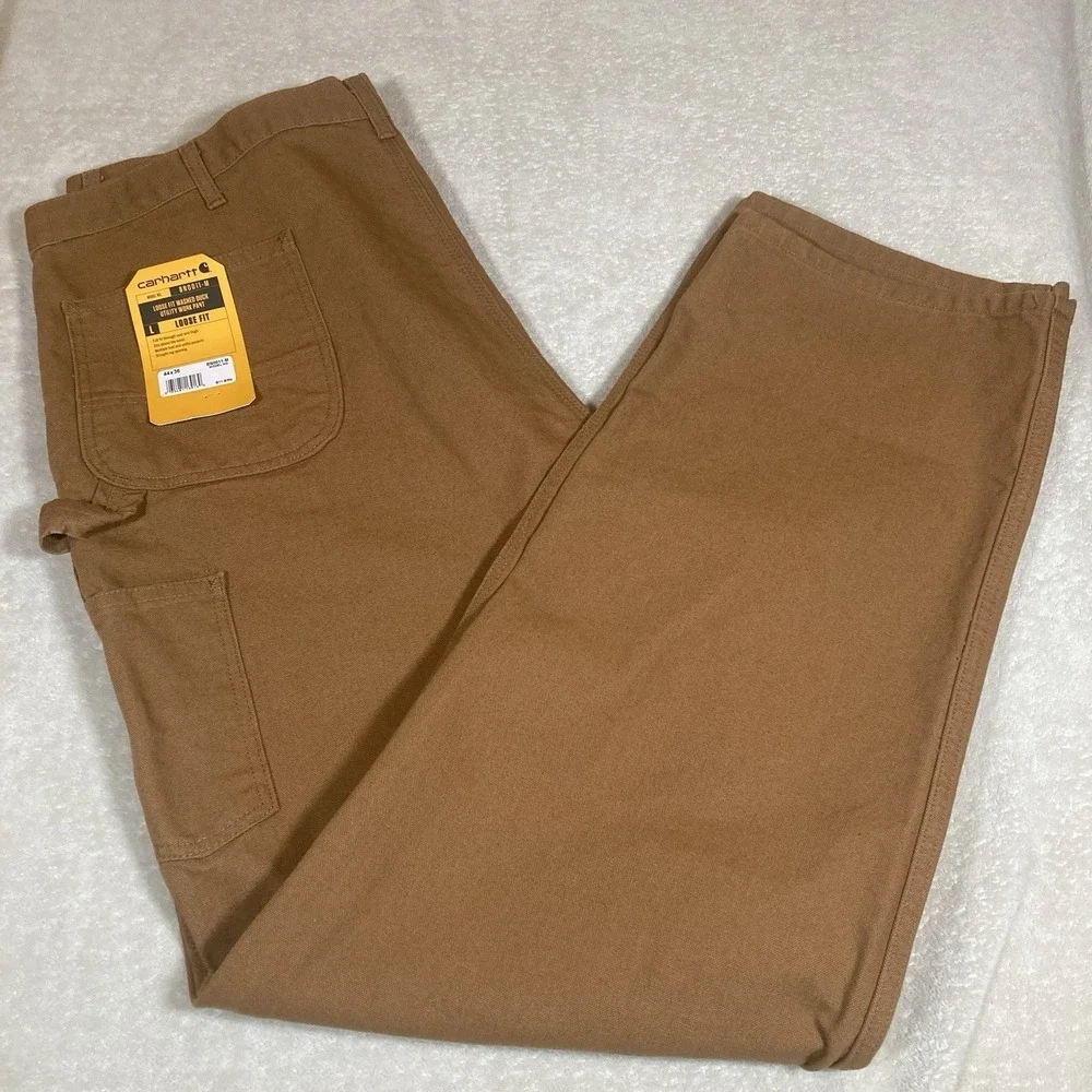 NWT Carhartt Men's BN0011 Brown Loose Fit Size 44x36 Washed Duck Utility
